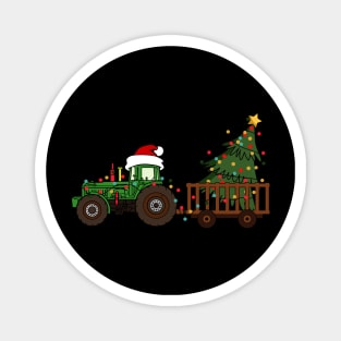Funny farming tractor graphic Christmas tree farmer Xmas lights gift Magnet
